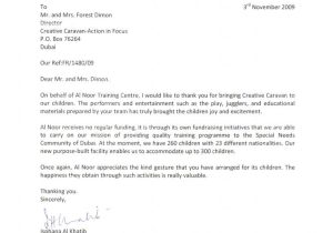 Appreciation letter from Al Noor Creative Caravan (Nov 2009)